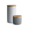 SPRINGLANE Keramik Vorratsdosen 2-tlg. Set mit Holzdeckel Stripes, Kautschukholz-Deckel, Aufbewahrungsdosen, Frischhaltedosen