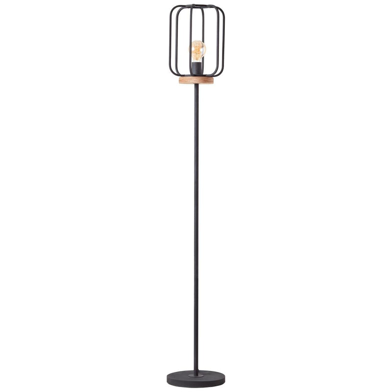 BRILLIANT Lampe, Tosh Standleuchte 1flg antik holz/schwarz korund, 1x A60, E27, 40W, Holz aus nachhaltiger Waldwirtschaft (FSC)