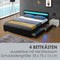 Juskys Polsterbett Lyon 140 x 200 cm mit Bettkasten, LED Beleuchtung, Lattenrost & Kunstleder, schwarz, Bett Bettgestell Einzelbett Jugendbett