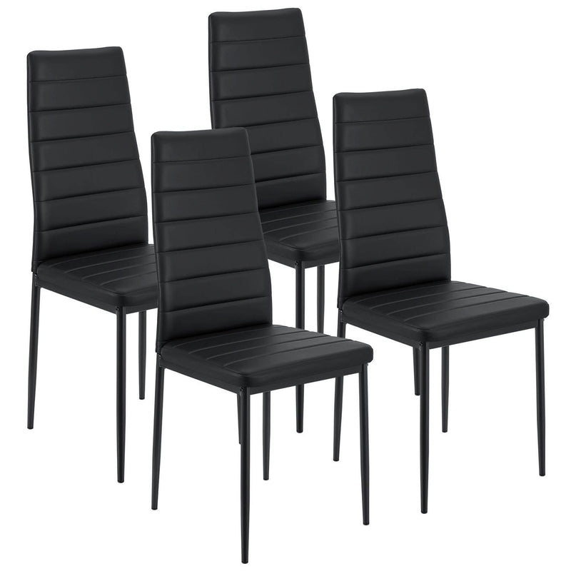 Juskys Esszimmerstühle Loja Stühle 4er Set Esszimmerstuhl - Küchenstühle mit Kunstleder Bezug - hohe Lehne stabiles Gestell - Stuhl in Schwarz