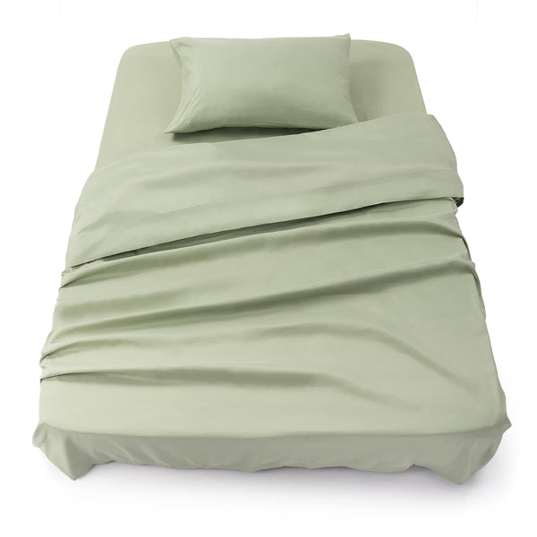 Blumtal 3-teiliges Bettlaken Set - Spannbettlaken 90 x 190 x 30 + Bettlaken 160 x 275 + Kissenbezug 50 x 80 (1x), Light Olive Green
