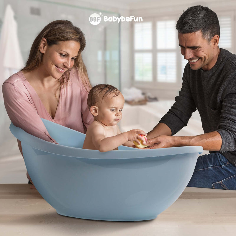 BabybeFun Baby Badewanne mit Badewanneneinsatz für Neugeborene [Testsieger] Rutschfeste Babybadewanne für Babys und Kleinkinder [0-12 Monate] Babywanne für Dusche Badewanne Blau | Farbe wählen…