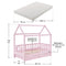 Juskys Kinderbett Marli 90 x 200 cm mit Matratze, Bettkasten, Rausfallschutz, Lattenrost & Dach - Massivholz Hausbett für Kinder - Bett in Rosa