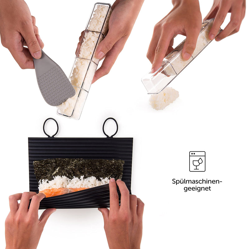 Blumtal Sushi Set Spülmaschinenfeste Sushimatte - Langlebiger, Nachhaltiger Sushi Maker mit Hochwertigen Edelholzstäbchen und Reislöffel für Anfänger und Sushi-Profis