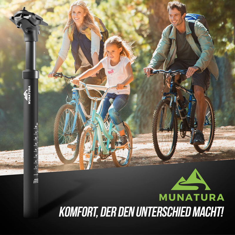 MUNATURA Premium Sattelstütze gefedert Ø27,2 - Komfortables Fahrerlebnis – Leicht und Verstellbar - Passend für jedes Fahrrad