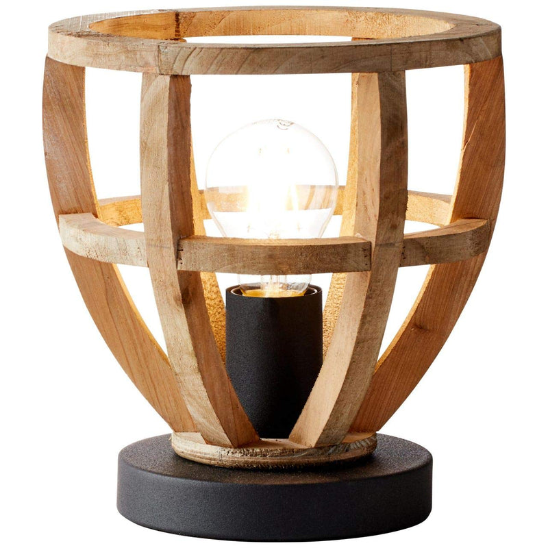 BRILLIANT Lampe Matrix Nature Tischleuchte 20cm antik holz/schwarz korund | 1x A60, E27, 40W, geeignet für Normallampen (nicht enthalten) | Mit Schnurzwischenschalter