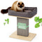 Nemmy Premium Kratzbaum klein grau | Stabiler Kratzstamm extra breit | Katzenbett mit Kissen | Katzenbaum große Katzen | Modern Holz Natur | Kratzsäule | Kratzstamm