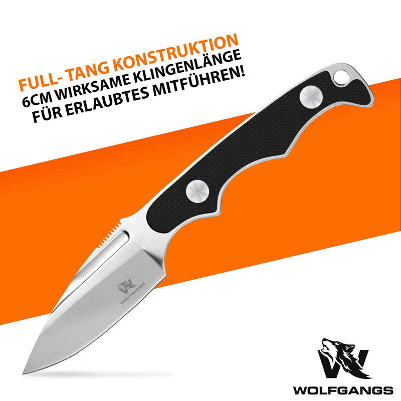 Wolfgangs CITO Neck Knife Messer - inklusive Kydex Scheide und Kugel Halskette zum umhängen - Mini Tactical Survival Outdoor Messer für verstecktes tragen (Cito - Silber)