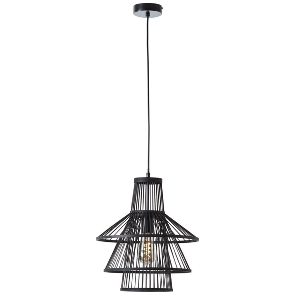 BRILLIANT Lampe, Hartland Pendelleuchte 35cm schwarz, 1x A60, E27, 25W, Kabel kürzbar/in der Höhe einstellbar