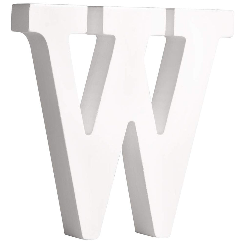 Rayher 62674000 MDF- Buchstabe W, weiß, 11 cm, Stärke 2 cm, 3D-Buchstaben Holz, Holz-Buchstaben groß