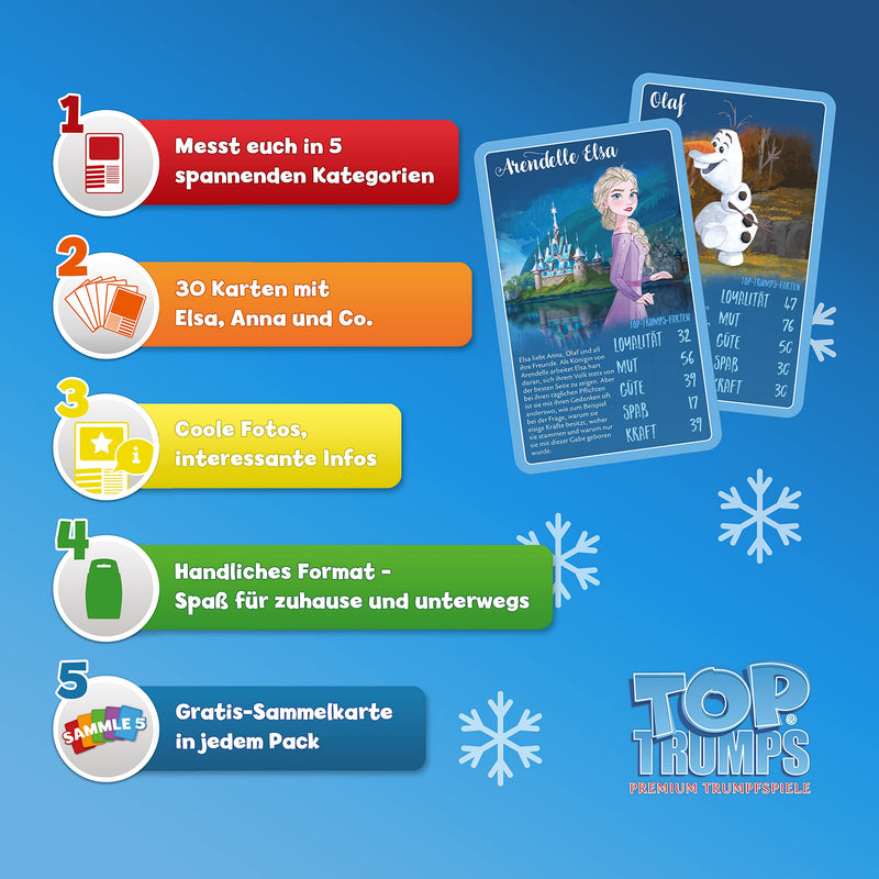 Winning Moves - TOP TRUMPS - Eiskönigin 2 - Kartenspiel mit Elsa, Anna, Olaf und vielen mehr - Alter 6+ - Deutsch