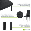Juskys Essgruppe Dalya - Set mit Esstisch & Stühlen für 4 Personen - Esszimmer 4 Stühle & Tisch - Moderne Esszimmergarnitur in Schwarz