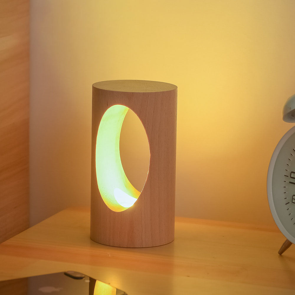 Rebolet| Japanische Massivholz rechteckige Säulen-LED-Nachtlampe USB Tischlampe
