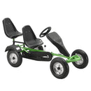 ArtSport 2-Sitzer GoKart — Tretauto für Kinder mit höhenverstellbarem Lenkrad & 2 Schalensitzen — Go-Kart mit Luftreifen & Stahl-Felgen in Grün