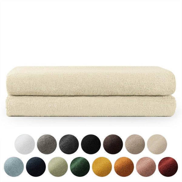 Blumtal Premium Frottier Handtücher Set mit Aufhängschlaufen - Baumwolle Oeko-TEX Zertifiziert, weich, saugstark - 2X Badetuch (70x140 cm), Sand (Beige)