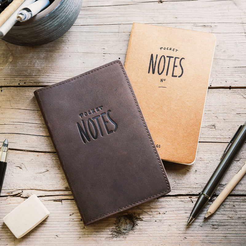 LEABAGS Pocket Notes Leather Sleeve for 9x14 cm Notebooks