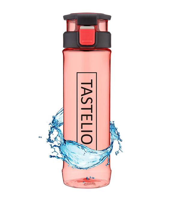 TASTELIO Hochwertige Trinkflasche BPA-frei aus Tritan mit Fruchtsieb für Alltag Sport Freizeit Schule Reisen, 730ml, Sichere 1-klick-Öffnung, Auslaufsicher, spülmaschinengeeignet