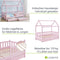 Juskys Kinderbett Marli 80 x 160 cm mit Bettkasten 2-teilig, Rausfallschutz, Lattenrost & Dach - Massivholz Hausbett für Kinder - Bett in Rosa
