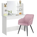 Juskys Schminktisch Bella mit Stuhl, Spiegel & Schublade — MDF Holz weiß — Sessel in Rosa - Frisiertisch für Damen und Mädchen — Kosmetiktisch