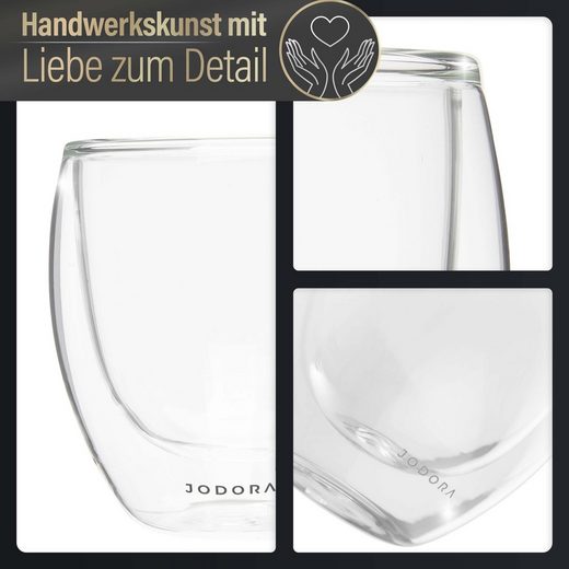 JODORA Design Cappuccino Gläser Doppelwandig - 4 X 250ml