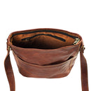 Nama 'Isabell' Handtasche Echtes Leder Umhängetasche für Damen Schultertasche Vintage Look Beutel Tasche Shopper Multitasche Naturleder Braun