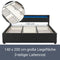 Juskys Polsterbett Lyon 180 x 200 cm mit Bettkasten, LED Beleuchtung, Lattenrost & Kunstleder, schwarz, Bett Bettgestell Doppelbett Ehebett