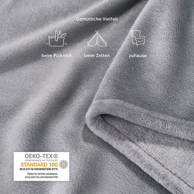 Blumtal Kuscheldecke aus Fleece - hochwertige Decke, Oeko-TEX® Zertifiziert in 220 x 240 cm, Kuscheldecke flauschig als Sofadecke, Tagesdecke oder Winterdecke, Grau