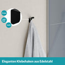 WEISSENSTEIN Handtuchhalter ohne Bohren - Schwarz - Klebehaken aus Edelstahl fürs Bad – 1 Stück