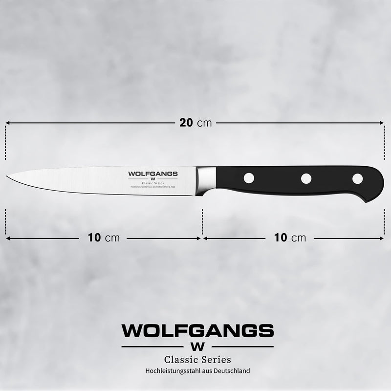 Wolfgangs Allzweckmesser scharf Premiumqualität – Extra scharfes Küchenmesser – kleines scharfes Messer mit rostfreier Edelstahlklinge – Küchenmesser scharf hochwertige Klinge