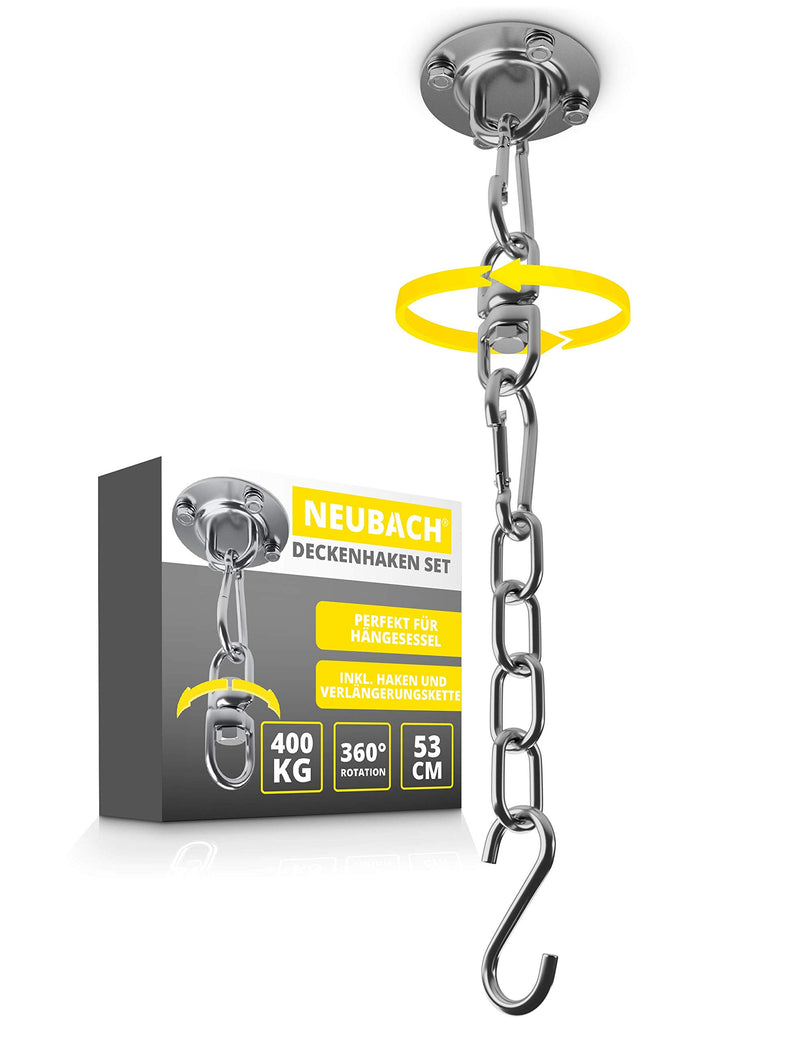 NEUBACH® Haken für Hängesessel [360 Grad drehbar] - 400kg Traglast