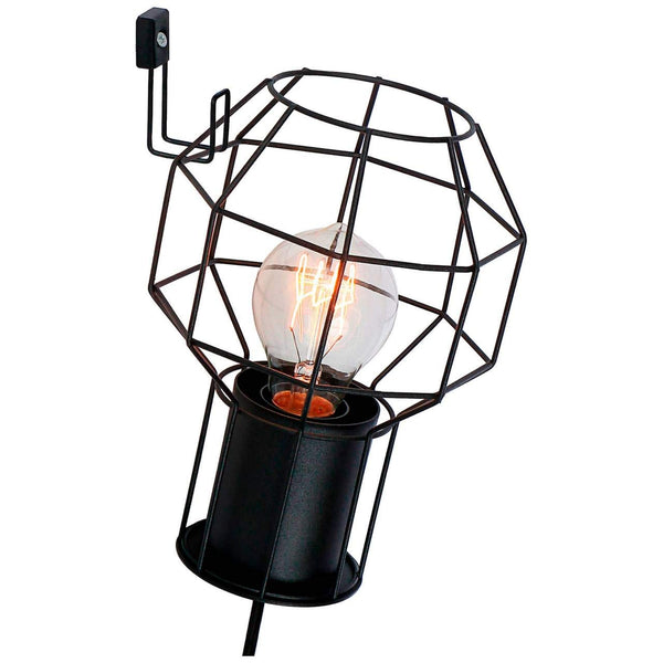 Brilliant Lampe Siza Wandleuchte Zuleitung schwarz | 1x A60, E27, 40W, geeignet für Normallampen (nicht enthalten) | Inklusive Haken zur Wandbefestigung