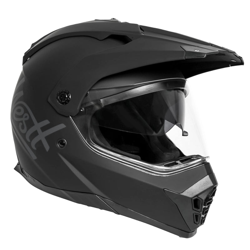 Westt Motocross Helm Fullface MTB Motorradhelm Integralhelm Crosshelm Helm Motorrad MTB Enduro Quad Helm Motorrad mit Doppelvisier Sonnenblende Herren Damen ECE DOT Zertifiziert, schwarz M (57-58 cm)