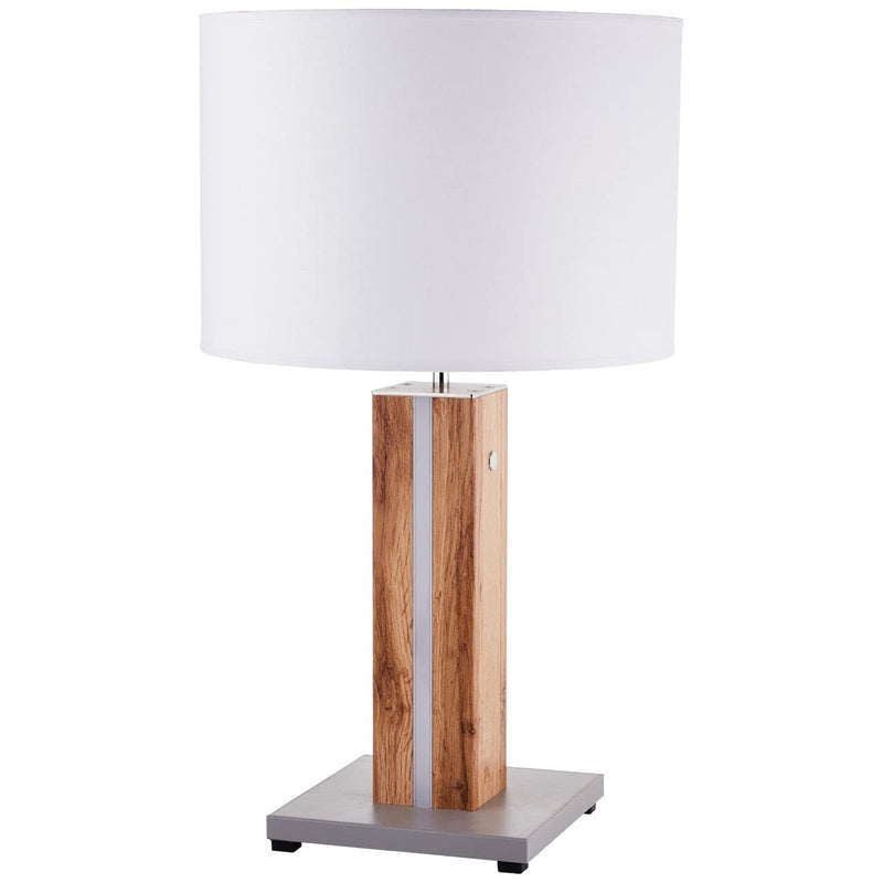 BRILLIANT Lampe, Magnus LED Tischleuchte holz hell/weiß, 1x A60, E27, 25W geeignet für Normallampen, Dekolicht in der Basis mit Schnurzwischenschalter