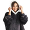 Blumtal Sherpa Hoodie Decke mit Ärmeln und Kapuze, Deckenpullover, Tragbare Decke mit Ärmeln als Geschenke für Frauen, Kuschelpullover Erwachsene warm und weich, Oeko-Tex Zertifiziert, Anthrazit
