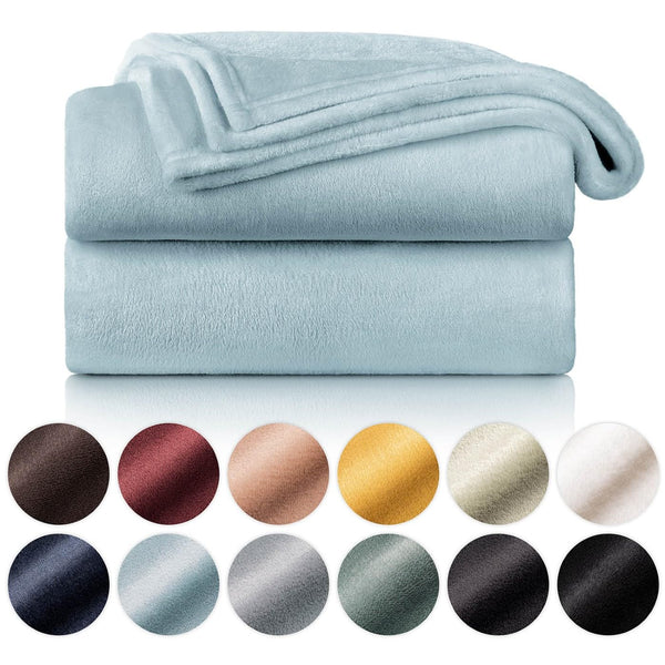 Blumtal Kuscheldecke aus Fleece - hochwertige Decke, Oeko-TEX® Zertifiziert in 130 x 150 cm, Kuscheldecke flauschig als Sofadecke, Tagesdecke oder Winterdecke, Hellblau