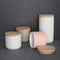 SPRINGLANE Keramik Vorratsdosen mit Holzdeckel Stripes, Kautschukholz-Deckel, Aufbewahrungsdosen, Frischhaltedosen - 10,1 x 9,3 cm hellgrau