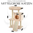 Nordhof ® Kratzbaum klein/mittelgroß (83cm) I Katzenbaum mit Sisal-Seil & Rampe in 3 Farben I Cat Tree mit Plüsch Liegemulde inkl. Katzenhöhle