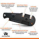 WOLFGANGS KlingenDoktor 5 in 1 - Premium Pocket Klingenschärfer & Survival Tool - Geeignet für die gängigsten Klingenarten sowie Wellenschliff Schärfer - Perfektes Outdoor Zubehör