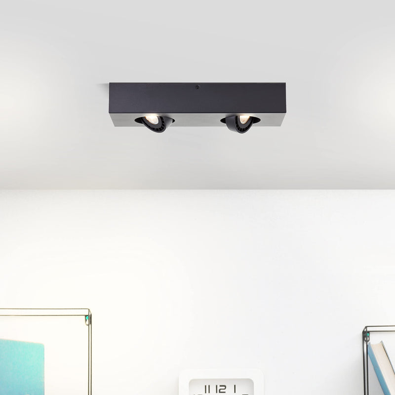 Brilliant Doro LED Deckenleuchte 2flg sand schwarz, Metall, 2x LED, GU10, 4,5 W, LED-Reflektorlampen inklusive (Lichtstrom: 345lm, Lichtfarbe: 3000K)