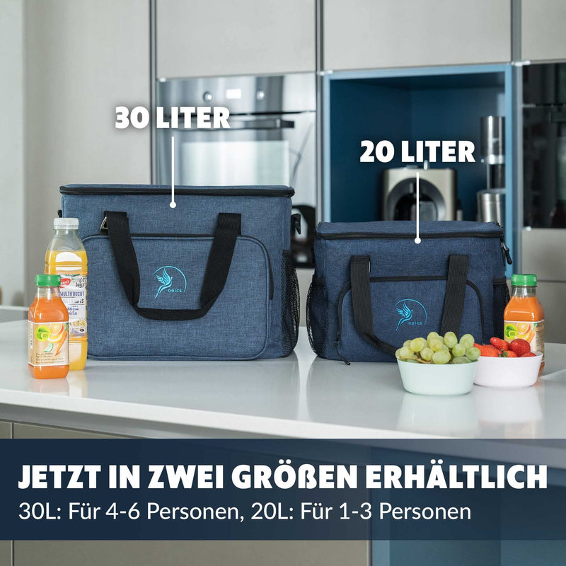 Obics Kühltasche faltbar Groß 30L Kühlbox Blau Thermotasche Cooler Bag –