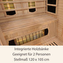 Artsauna Infrarotkabine Kiruna120 mit 5 Vollspektrum- & 3 Flächenstrahler, 2 Personen, 120 x 105 x 190 cm, LED Farblicht & Glastür, Infrarotsauna Sauna
