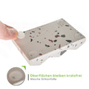 TreeBox Moderne Seifenschale aus edlem Terrazzo/Beton - Inkl. 4 Antirutschfüßen aus Silikon - Perfekt geeignet für Bad und Küche - Umweltfreundliche Seifenablage