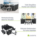 Juskys Polyrattan Sitzgruppe Baracoa XL 11-teilig wetterfest & stapelbar — Gartenmöbel Set mit 6 Stühle, 4 Hocker & Tisch für Garten & Terrasse