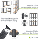Juskys 3er Metall Regalsystem Easy | 1 Eckregal & 2 Lagerregale | 12 Böden aus MDF Holz | 960 kg | Schwerlastregal Steckregal Grau