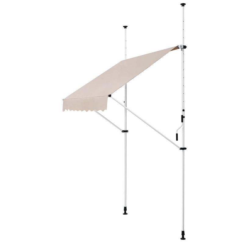 Juskys Klemmmarkise 150 x 120 cm mit Handkurbel - Markise ohne Bohren - höhenverstellbar, UV-beständig & wasserabweisend - Balkonmarkise Balkon beige