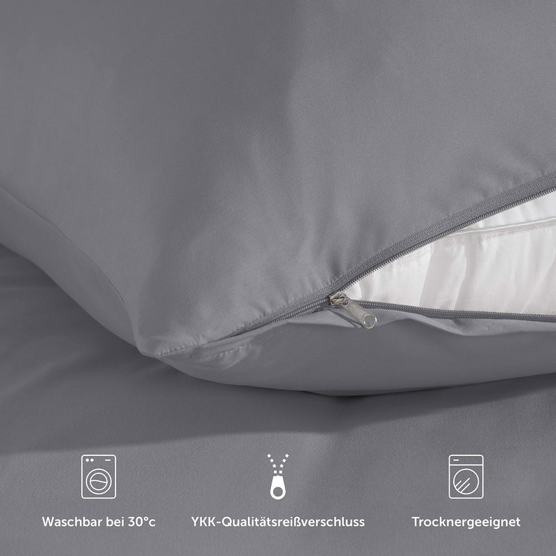 Blumtal Premium Extra Weiche Winterbettwäsche 155x200 cm & Kissenbezug 80x80 cm - Bettbezüge aus feinem Mikrofaser, Bettbezug Set, 2teilig - Grau