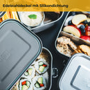 SILBERTHAL Brotdose Edelstahl mit Trennwand – Lunchbox 1200ml – Auslaufsicher – Mit Extra Behälter für Saucen und Dips