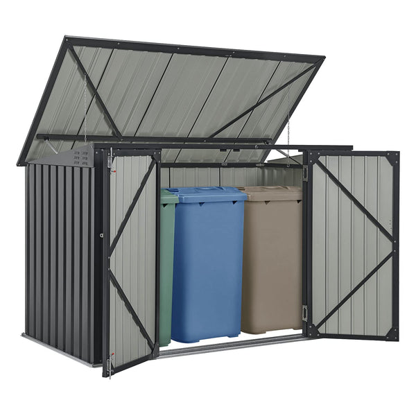 Juskys 3er Mülltonnenbox Namur 3 x 120 Liter Tonnen - 2m² - 2 Türen - Metall Mülltonnenverkleidung Müllbox Müllhaus Aufbewahrungsbox