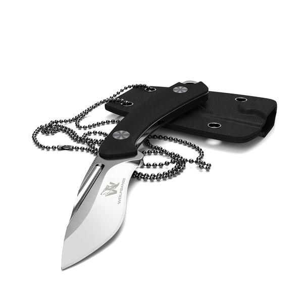 Wolfgangs VERITI Neck Knife Messer - inklusive Kydex Scheide und Kugel Halskette zum umhängen - Mini Tactical Survival Outdoor Messer für verstecktes tragen
