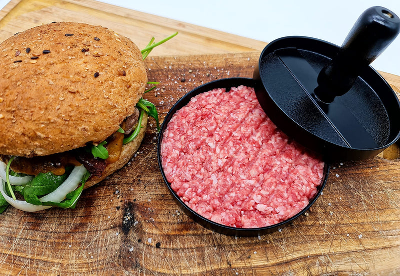 Dreiklang - be smart Hamburger Burger Press Aluminium Holzgriff Plastikfrei (schwarz mit schwarzem Holzgriff)